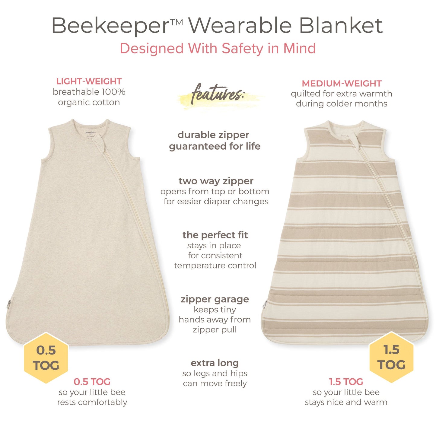 Solid Organic Warmer Beekeeper™ Wearable Baby Blanket - Oat