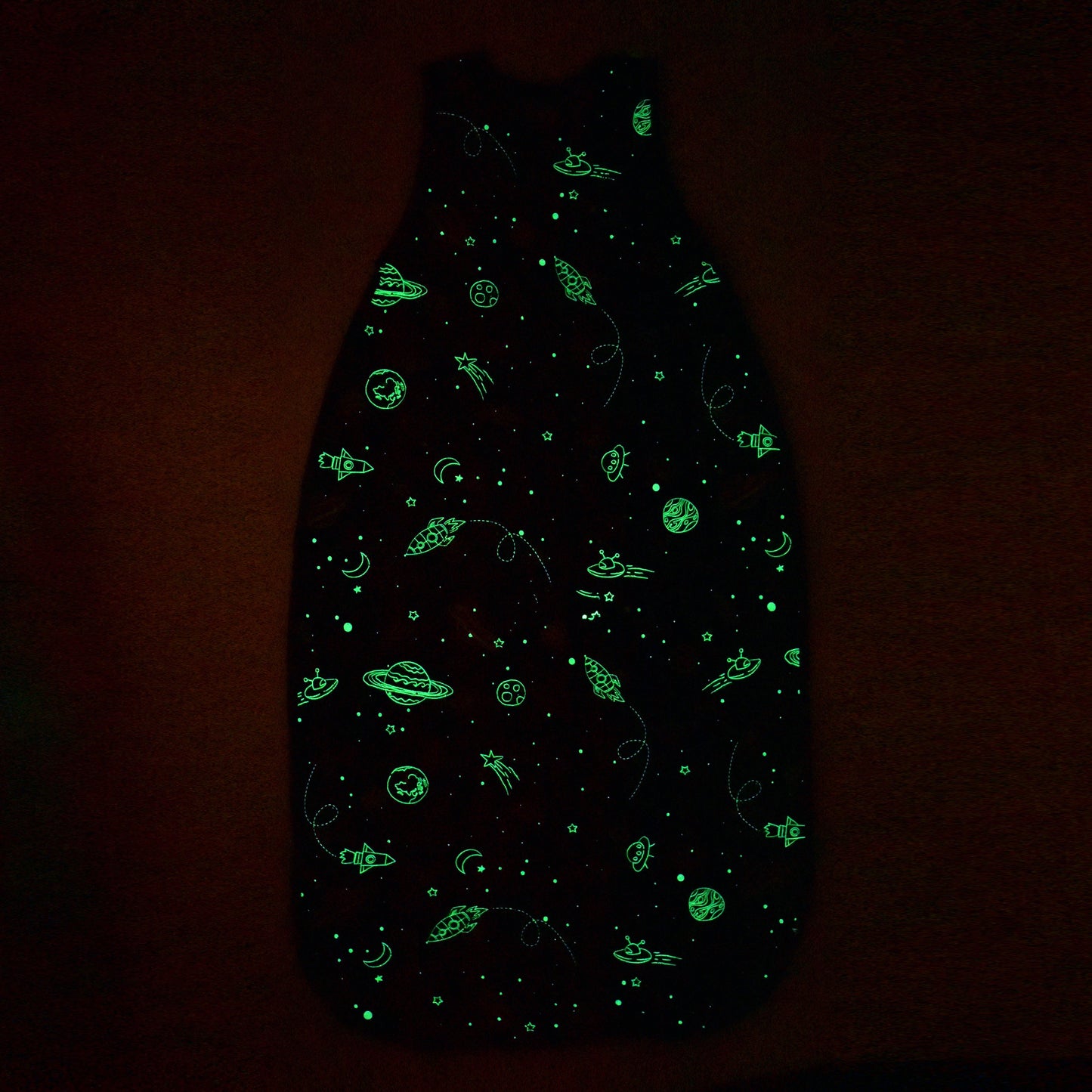 4 Season® Big Kid Sleep Bag, Merino Wool & Organic Cotton, 4 - 6 Years, Space - GLOW IN THE DARK